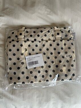 NWT BAGGU Small Cloud Carry On Cream + Black Polka Dot